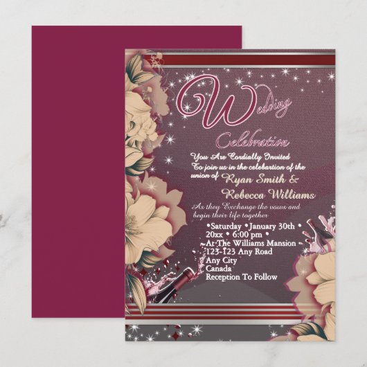 Elegant Wedding Invitation 招待状 (正面/裏面)