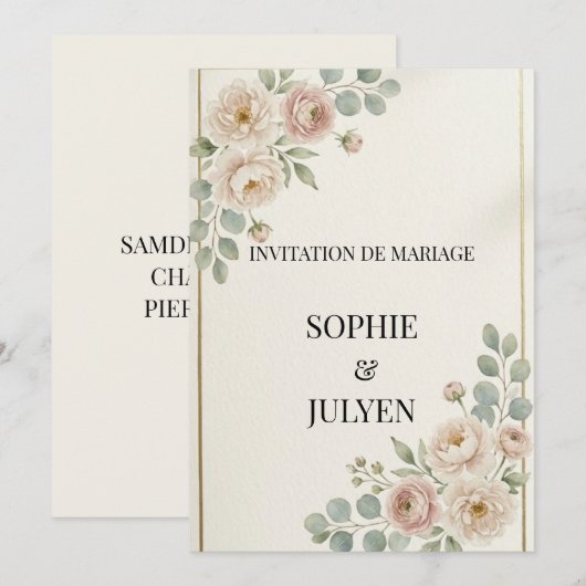 Elegant Wedding Invitation 招待状 (正面/裏面)