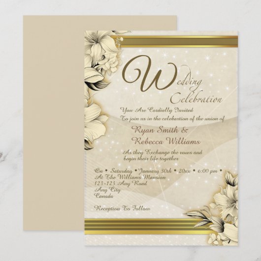 Elegant Wedding Invitation 招待状 (正面/裏面)