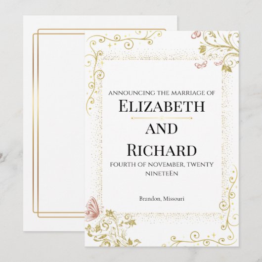 Elegant Wedding Invitation 招待状 (正面/裏面)