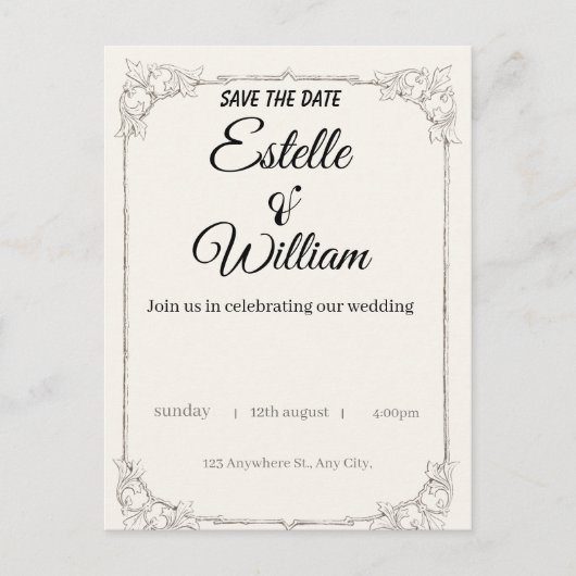 Elegant Wedding Invitation – A Modern Touch for Yo ポストカード (正面)