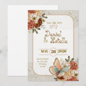 Elegant Wedding Invitation Card 招待状 (正面/裏面)