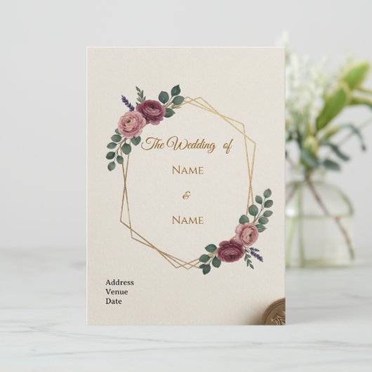 Elegant Wedding Invitation Card 招待状 (スタンド正面)