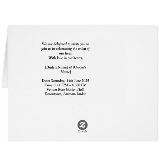 Elegant Wedding Invitation Card | Romantic Floral  (裏面横)