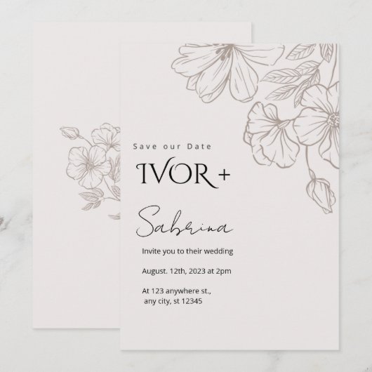 Elegant Wedding Invitation Card TemplateInvitation 招待状 (正面/裏面)