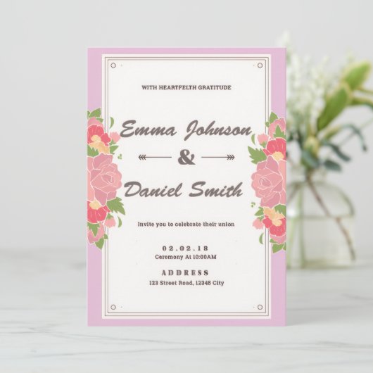 Elegant Wedding Invitation – Classic Script Design 招待状 (スタンド正面)