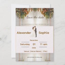 Elegant Wedding Invitation | Editable Names, Date  招待状