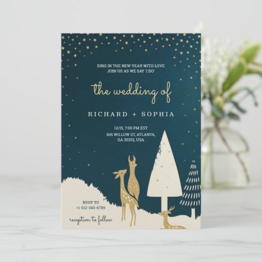 Elegant wedding Invitation in happy new year 招待状 (スタンド正面)