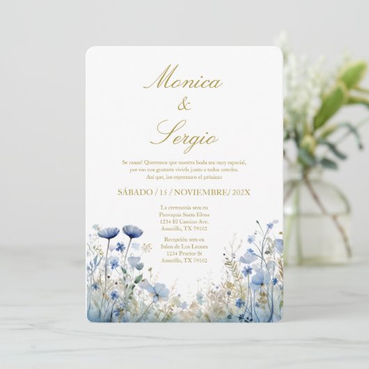 Elegant Wedding Invitation in Spanish 招待状 (スタンド正面)