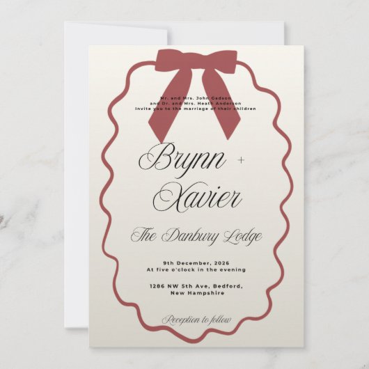 Elegant Wedding Invitation | Modern Script Design 招待状 (正面)