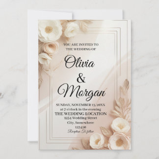 Elegant Wedding Invitation Pampas Grass Flora 招待状
