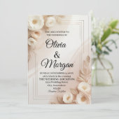 Elegant Wedding Invitation Pampas Grass Flora 招待状 (スタンド正面)