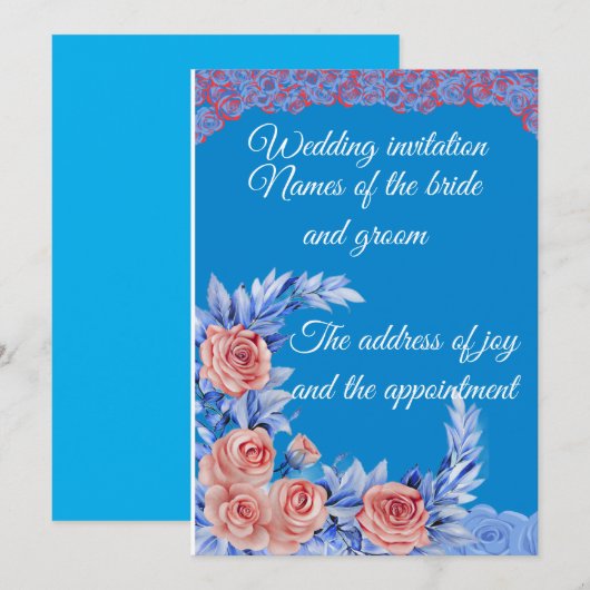 Elegant Wedding Invitation Romantic Floral Style 招待状 (正面/裏面)