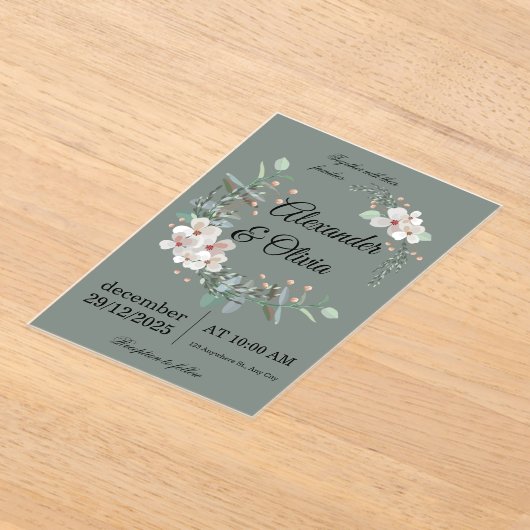 Elegant Wedding Invitation – Simple and Luxurious アクリル招待状 (レイダウン)