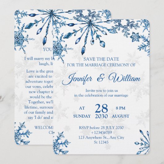 Elegant  Wedding Invitation - Stylish weeding card 招待状 (正面/裏面)