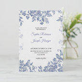 Elegant wedding invitation with blue floral  招待状 (スタンド正面)