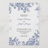 Elegant wedding invitation with blue floral  招待状 (正面)
