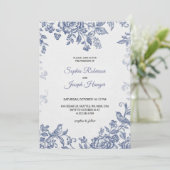Elegant wedding invitation with blue floral  招待状 (スタンド正面)