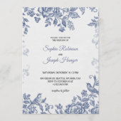 Elegant wedding invitation with blue floral  招待状 (正面)