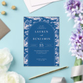 Elegant Wedding Invitation with Blue Floral Design アクリル招待状 (インサイチュ (ウェディング))