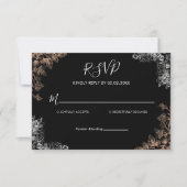 Elegant Wedding Invitation with Dark Floral  出欠カード (正面)