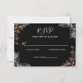 Elegant Wedding Invitation with Dark Floral  出欠カード