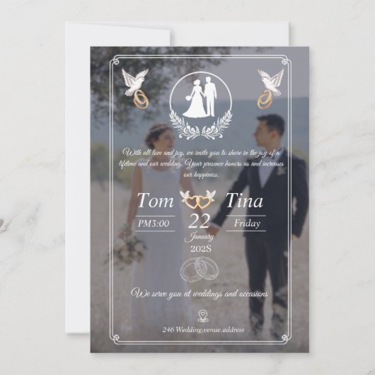 Elegant wedding invitation with new design 招待状 (正面)