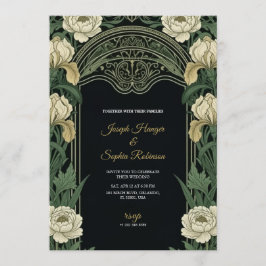 Elegant wedding invitation with ornate floral  招待状