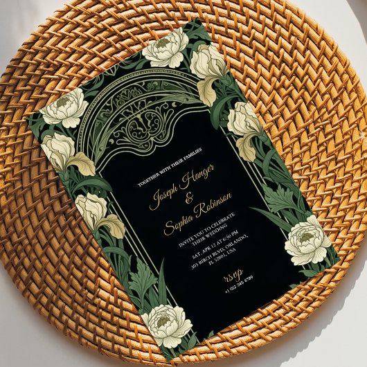 Elegant wedding invitation with ornate floral  招待状