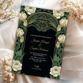 Elegant wedding invitation with ornate floral  招待状