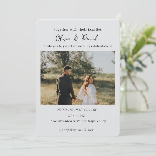 Elegant Wedding Invitation with Photo 招待状 (スタンド正面)