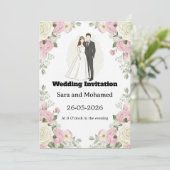 Elegant Wedding Invitation with White Roses & Car 招待状 (スタンド正面)