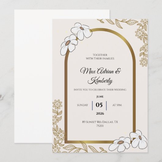 Elegant Wedding Invitations | Minimalist Designs 招待状 (正面/裏面)