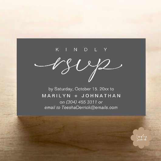 Elegant Wedding Invites RSVP via Phone or Email エンクロージャーカード