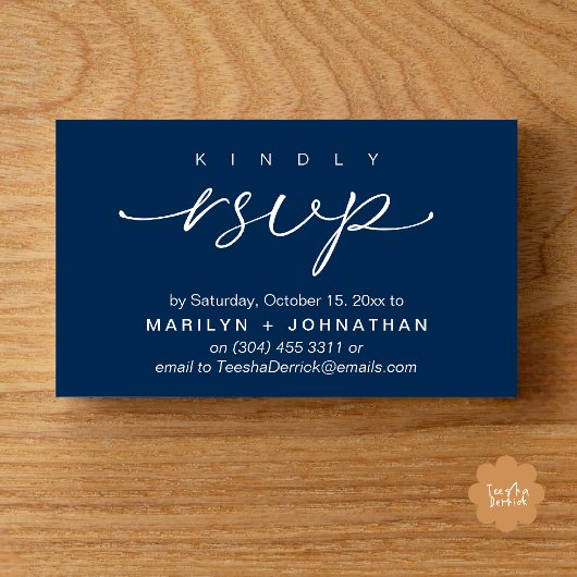 Elegant Wedding Invites RSVP via Phone or Email エンクロージャーカード