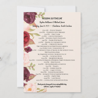 Elegant Wedding Itinerary Card 案内状