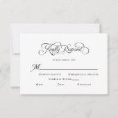 Elegant Wedding Kindly Respond Calligraphy Black 出欠カード (正面)