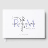Elegant Wedding Lavender Botanical Monogram ゲストブック (正面)