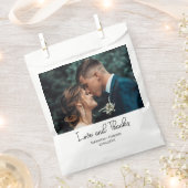 Elegant Wedding Love and Thanks Photo フェイバーバッグ (クリップ留めされた状態)