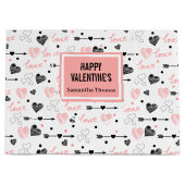 Elegant Wedding Love Lettering Hand Drawn Gift Bag ラージペーパーバッグ (正面)