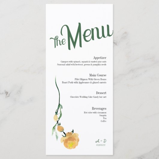 Elegant Wedding menu メニュー (正面)