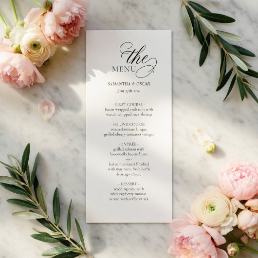 Elegant Wedding Menu Card | Minimalist  メニュー