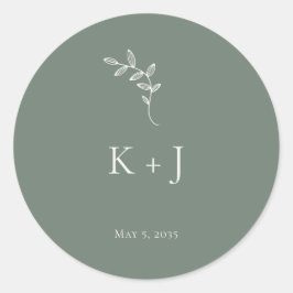 Elegant Wedding Minimal Sage Green Envelope Seal ラウンドシール