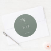 Elegant Wedding Minimal Sage Green Envelope Seal ラウンドシール (封筒)