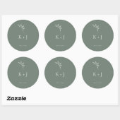 Elegant Wedding Minimal Sage Green Envelope Seal ラウンドシール (シート)