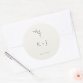 Elegant Wedding Minimal Sage Green Envelope Seal ラウンドシール (封筒)