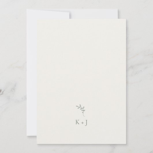 Elegant Wedding Minimal Sage Green Monogram 招待状 (裏面)