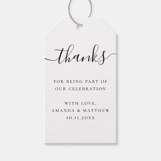 Elegant Wedding | Minimal Script Thank You Favor ギフトタグ (正面)
