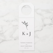 Elegant Wedding Minimal Simple Monogram ボトルネックタグ (正面)