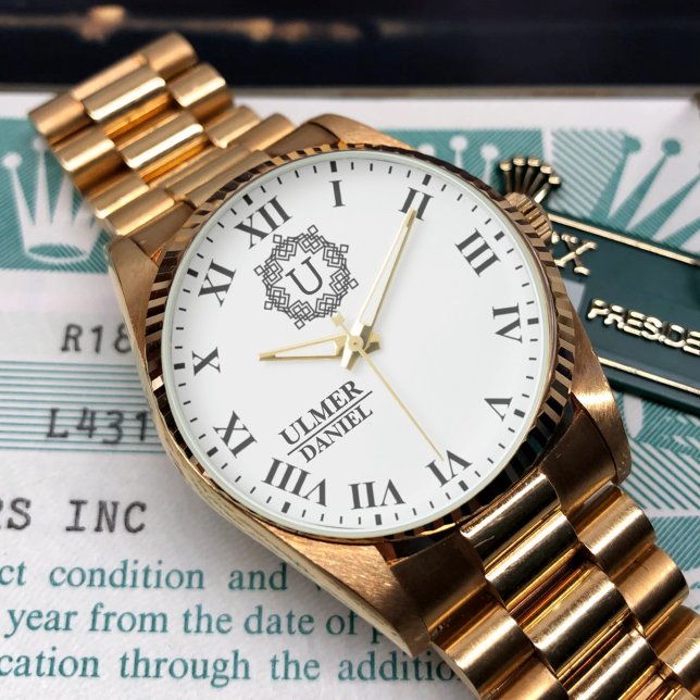 Elegant Wedding Monogram Custom Gift for Couples 腕時計 (クリエイターアップロード済み)